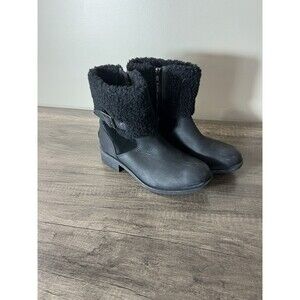 UGG Elings Women Waterproof Leather Boots  1112620 Black Leather Size 9